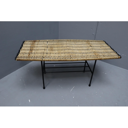 629 - Mid Century Tubular metal Framed Rattan Side Table with Undershelf Storage (28