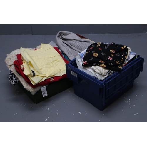 816 - Two Boxes of Assorted Ladies Tops, in Various Sizes (12-16)