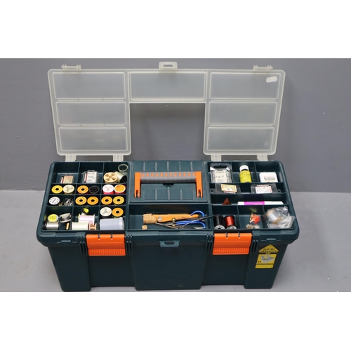 823 - Tool Box Complete with a Large Selection of Fly Tying Threads, Equipment, Beads, Feathers, Hooks and... 