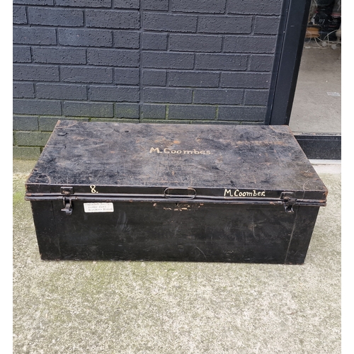 785 - Large vintage Metal Trunk 36 inches wide 19 deep and 12 high