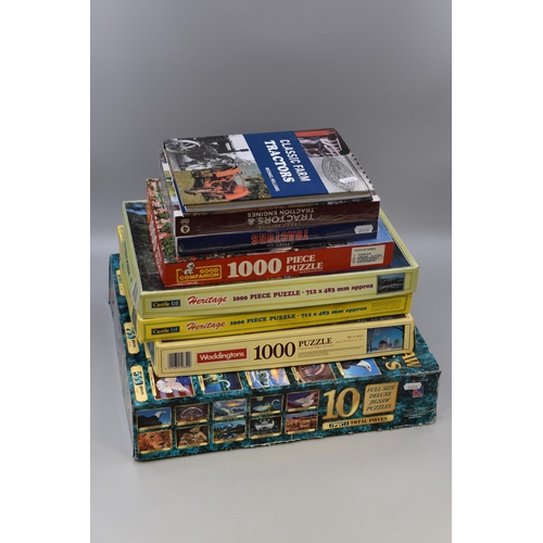 805 - Mixed Lot to include Unchecked Jigsaw Puzzles, Two Sealed Story of Tractors Dvd Box Sets and a Class... 