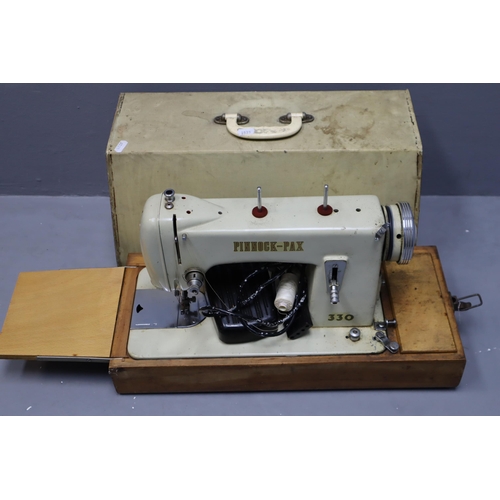 792 - Vintage Cased Pinnock-Pax 330 Electric Sewing Machine complete with Power/Pedal lead powers on when ... 