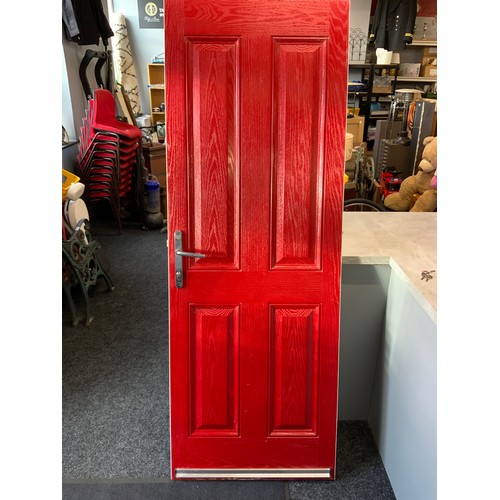 659A - Composite UPVC Solid Panel Door in Red / White with Chrome Handle and 3 Keys (80