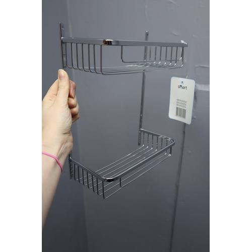 732 - Three New Stainless Steel Kitchen or Bathroom Wall Storage Baskets