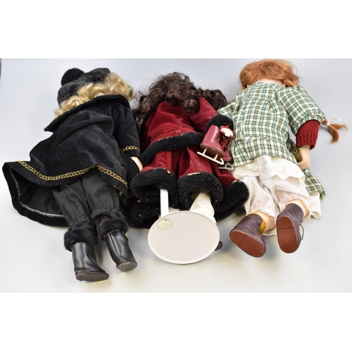 739 - Three Vintage Bisque Dolls. To Include Ice Skater, and Two Others