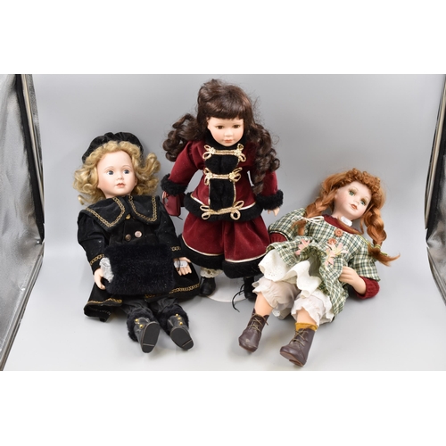 739 - Three Vintage Bisque Dolls. To Include Ice Skater, and Two Others