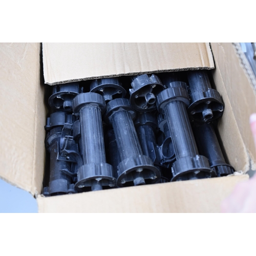 742 - A Large Selection of Cabinet Hinges With A Selection of Plastic Cabinet Fittings, Approx 8.9kg of Ca... 