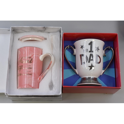 756 - Decorative Ceramic Storage Container, Ceramic Wall Hanging Flower Pot Holder and Two Boxed Gifts Dep... 