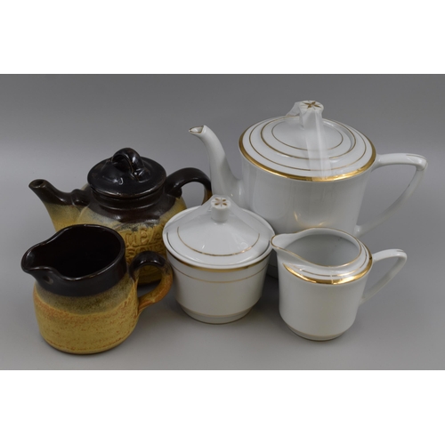 763 - Mixed Selection to include Fine China Tea Pot, Sugar Bowl and Creamer, together with a Stoneware Tea... 