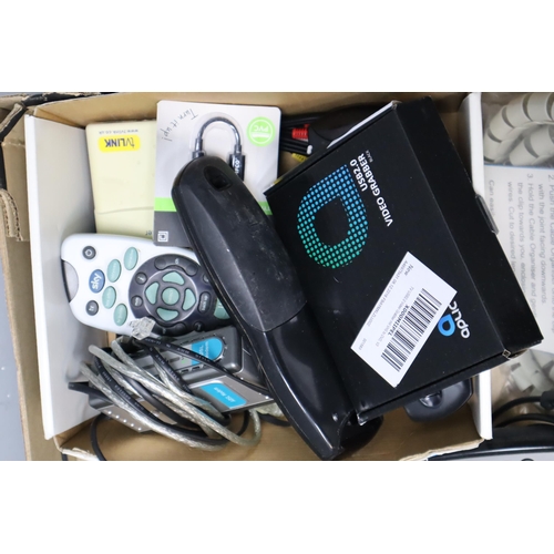 776 - A Large Selection of Computer and TV Accessories To Include ADSL Modem, Sky Remotes, USB-C To Headph... 