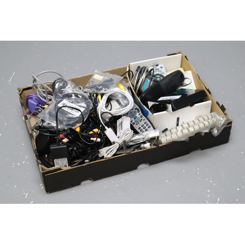 776 - A Large Selection of Computer and TV Accessories To Include ADSL Modem, Sky Remotes, USB-C To Headph... 