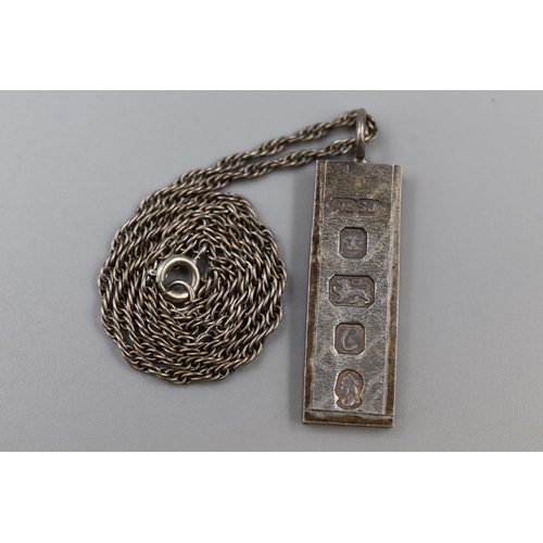 68 - Hallmarked London Silver Ingot Pendant Necklace