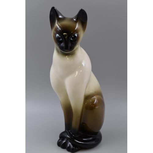 202 - Large Ceramic Glazed Siamese Cat Figure numbered 316 to base (15