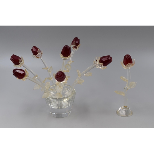 203 - Eight Crystal Rose Centre Piece with Single Rose