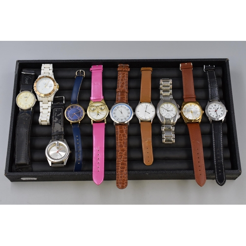 87 - Ten Quartz Watches including Reflex, Sekonda, Ravel, and More