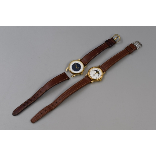 92 - Breil and Lorus Moon Face Ladies Watches with Leather Straps (Working)