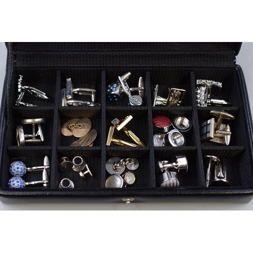 94 - A Fifteen Section Jewellery Box With Fifteen Pairs of Cufflinks