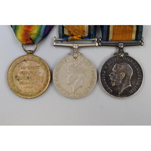 215 - Three Military Medals. Includes Pair of WWI Medals (Silver British War Medal and Allied Victory Meda... 