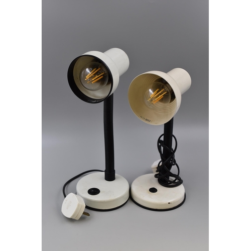 221 - Two Table Lamps with Flexible Heads and LED Bulbs (working)