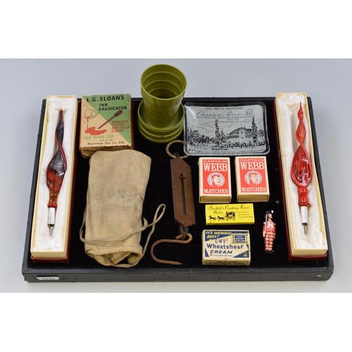 107 - Mixed Selection including Murano Style Ink Pens, Collectors Matches, Stirrup Cup, Pocket Balance and... 