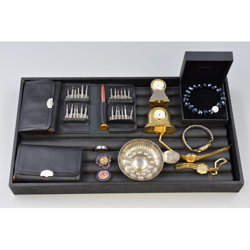 109 - Mixed Selection to include 3 Vintage Ladies Watches (Rotary, Smiths, Accurist), 2 Cap Badges, 3 Pock... 