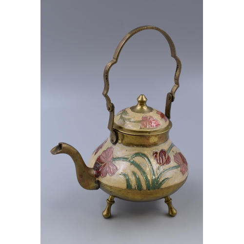 232 - Vintage Indian Brass Decorative Teapot