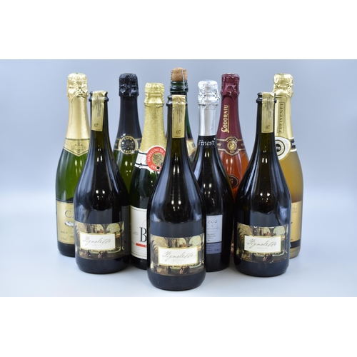 250 - Large Selection of Sealed Sparkling Alcohol to include Cava, Prosecco and Pignoletto