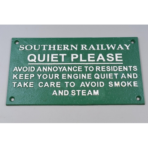 268 - A Cast Iron Southern Railway Quiet Sign, Approx 6