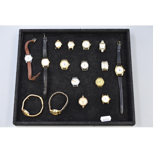 139 - Selection of Ladies Mechanical Watches and Watch Heads including Oris (Spares or Repairs)