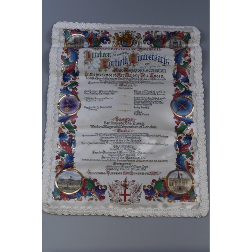 269 - Guildhall Luncheon Menu for the Anniversary of Queen Elizabeth II Accession dated 1992 in Box