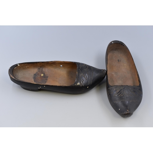 274 - Two Pairs of Vintage Wooden Clogs To Include Ebonised Pair and Other