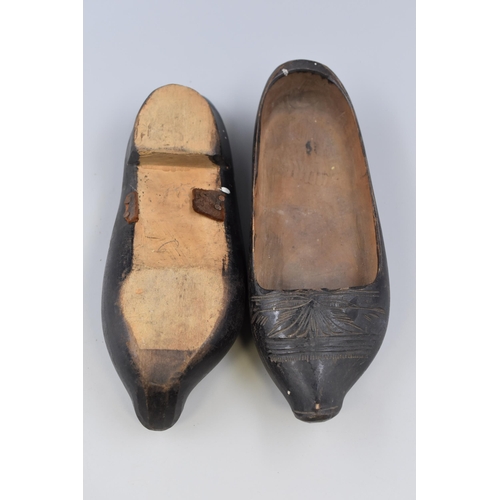 274 - Two Pairs of Vintage Wooden Clogs To Include Ebonised Pair and Other