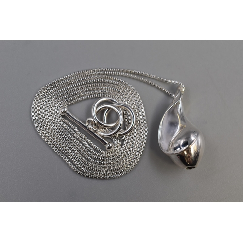 146 - Silver 925 Long Shell Pendant Necklace