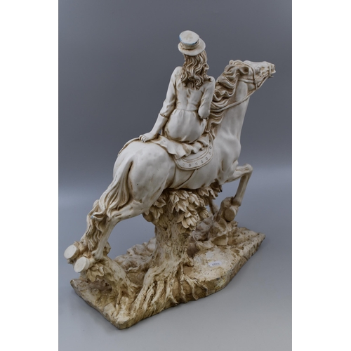 266 - Large Alabaster Victorian Lady on Horseback Statue (was formally a lamp) but does not detract from i... 