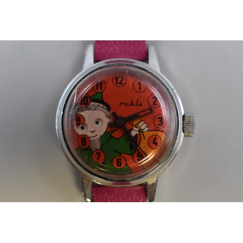 158 - Ruhla Russian Mechanical Watch with Leather Strap (Needs Attention)