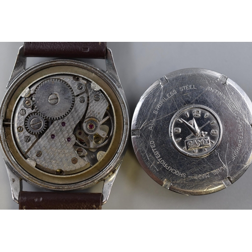 159 - Camy Bonus 17 Jewels Mechanical Gents Watch with Leather Strap (Working)