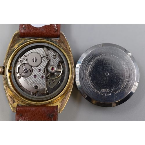 161 - Giroxa 17 Jewels Mechanical Gents Watch with Leather Strap (Working)