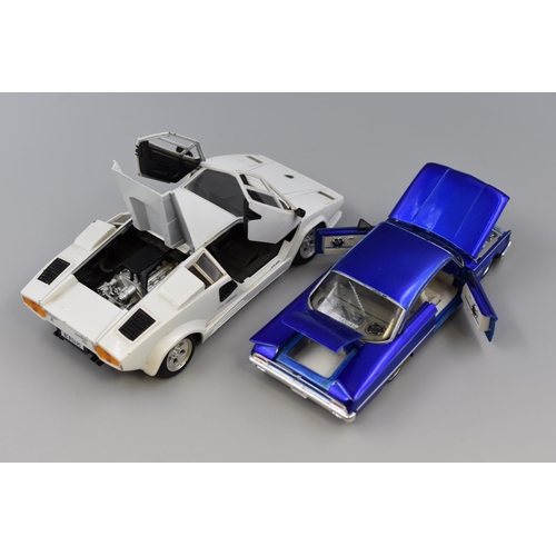 174 - Two Unboxed Die-Cast Metal Cars, ' Maisto, 1960 Ford Starliner in Blue, Scale 1:26, Opening Doors, B... 