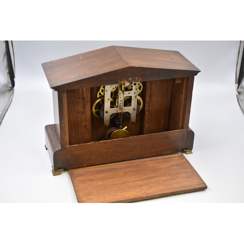 310 - Gilbert Wood Cased Chimming Mantle Clock Complete with Pendulum (16