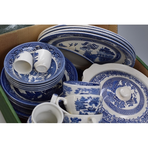 315 - A Large Selection of Blue and White Ceramics To Include Churchill and Old Willow