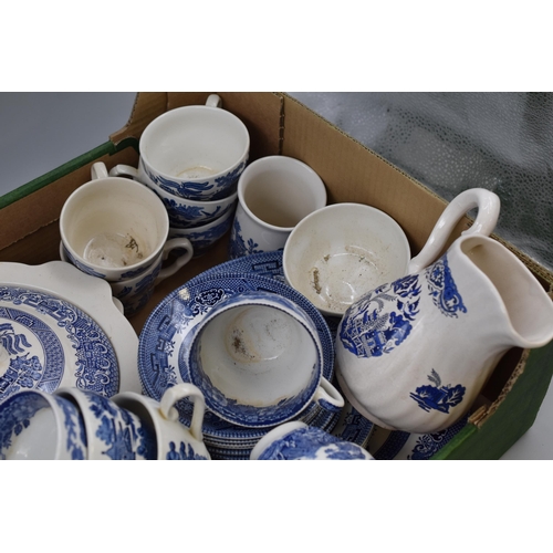 315 - A Large Selection of Blue and White Ceramics To Include Churchill and Old Willow