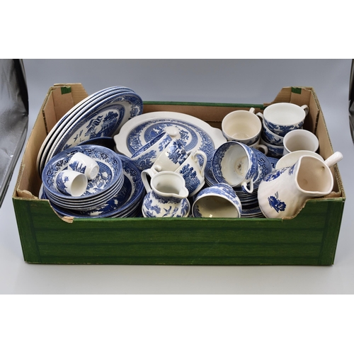 315 - A Large Selection of Blue and White Ceramics To Include Churchill and Old Willow