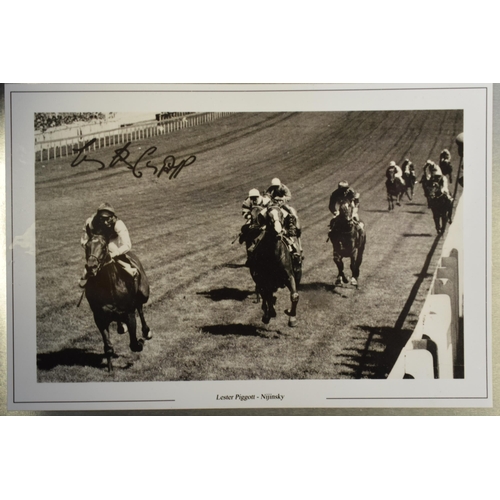 329 - A Framed and Glazed Lester Piggot - Nijinsky Photograph With Facsimile Signature. Approx 12