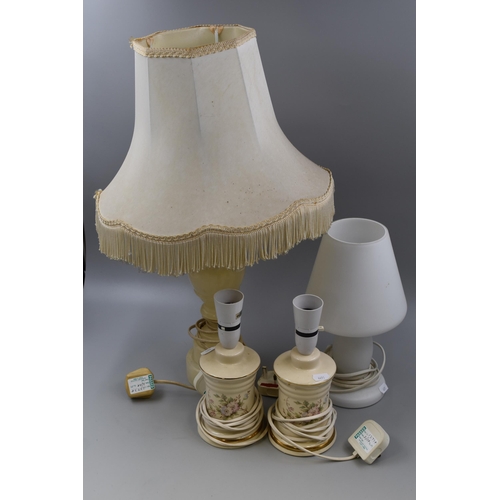 336 - Four Working Table Lamps to include Designer DAR Lamp, a Marble Based Lamp and a Pair of Floral Deco... 