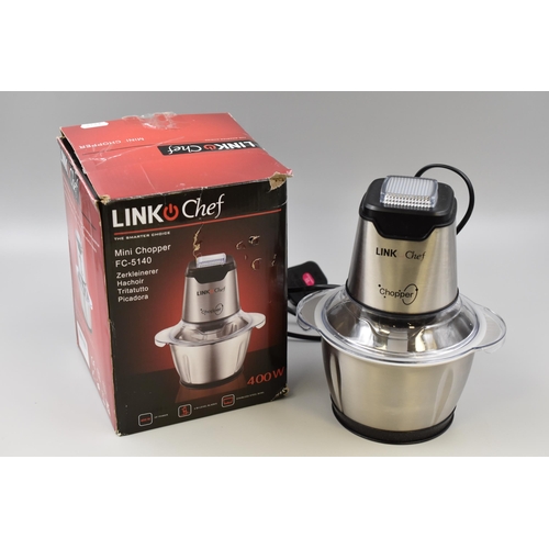 339 - Brand New Boxed Link Chef Electric Mini Chopper seems to be complete working when tested