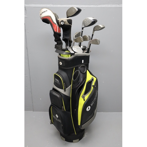 555 - Selection of golf clubs inc Dunlop & Spectra in a Motocaddy carry bag