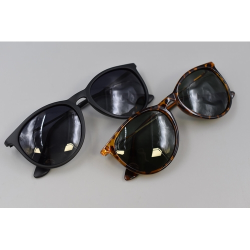 346 - Two pairs of mens/womens sun glasses one in black and one in tortoise shell/gold, brand new and boxe... 