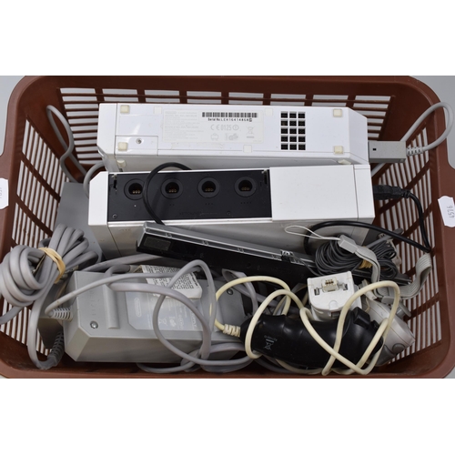 459 - Two Nintendo Wii Consoles (Power on) Plus 2 Controllers (All Untested)