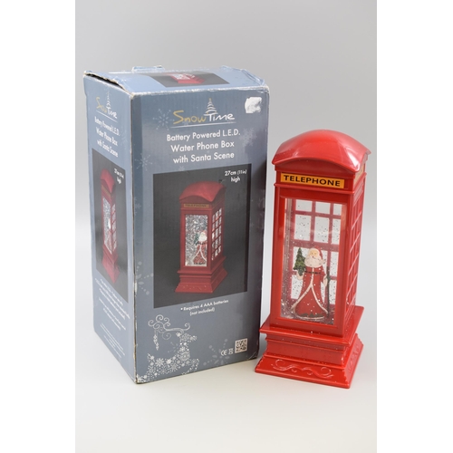 464 - Snow time battery powered L.E.D water phone box with Santa scene