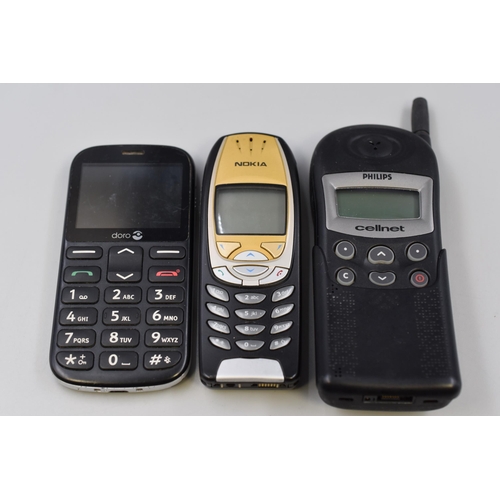 363 - Three Vintage Mobile Phones including Cellnet, Nokia and doro (Untested)